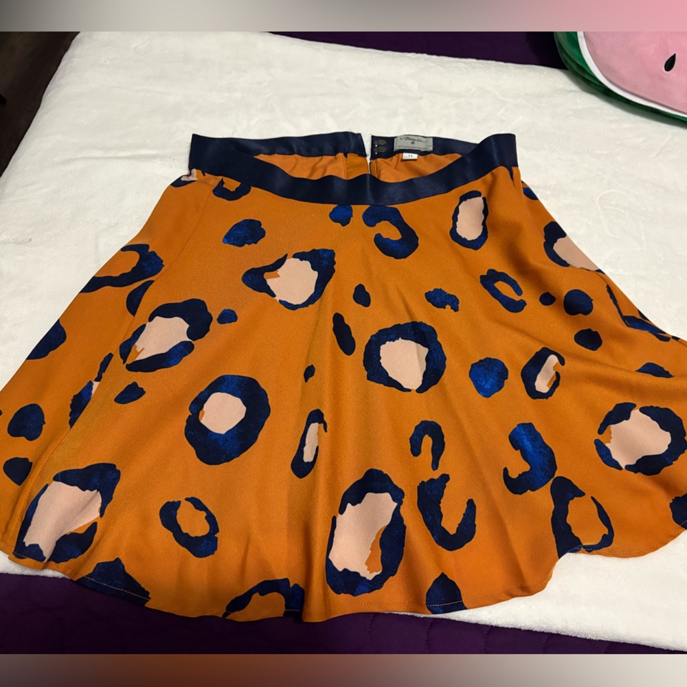 3.1 Phillip Lim for Target Orange and Blue A-Line Leopard Skirt size 14